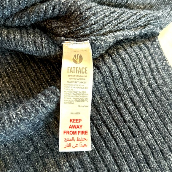 FAT FACE wide-neck pullover, non-allergenic acrylic & viscose. Blue-gray, sz 8. - Picture 2 of 8